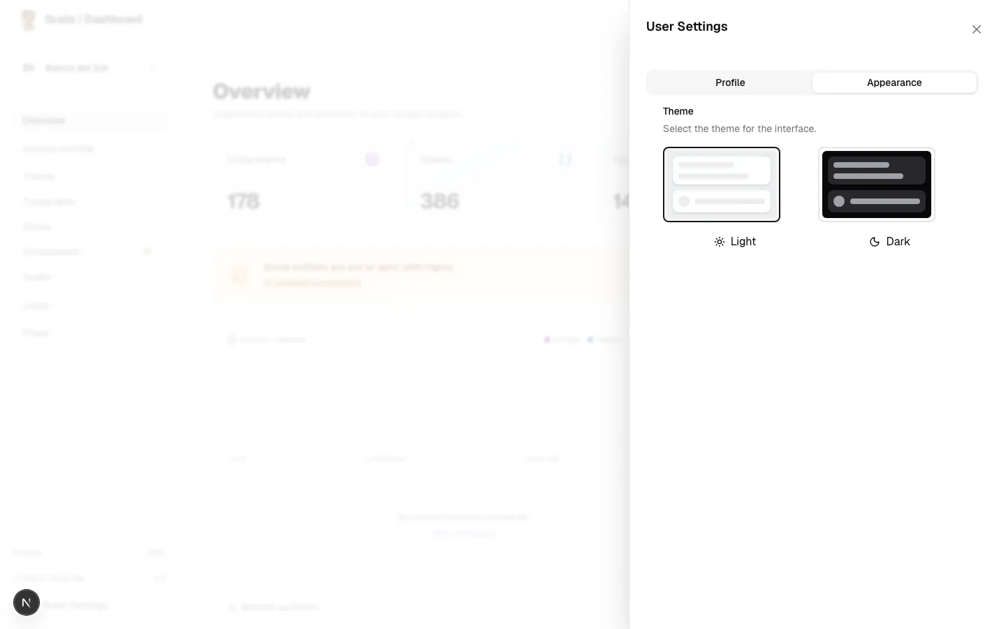 User Settings - Appearance