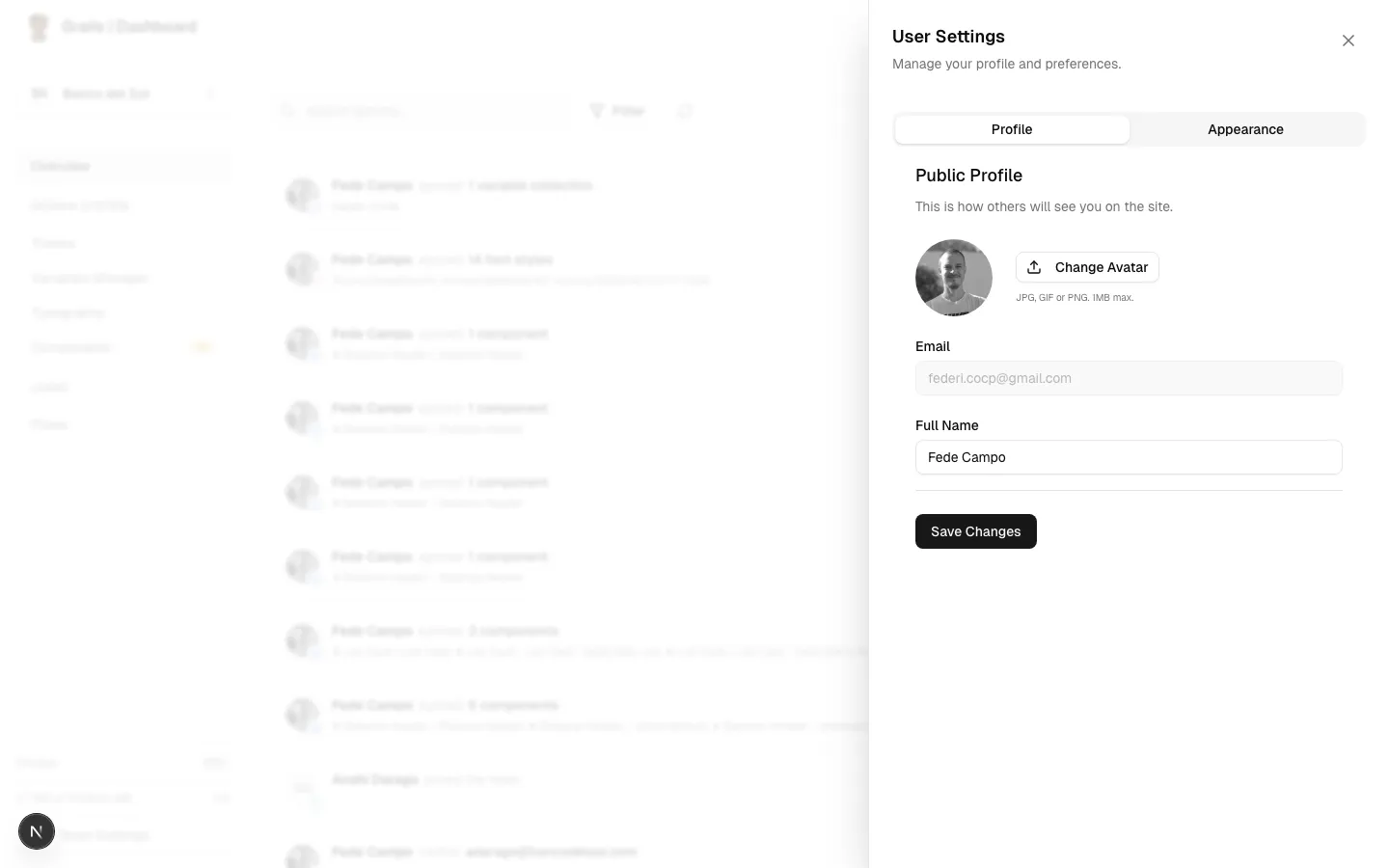 User Settings - Profile