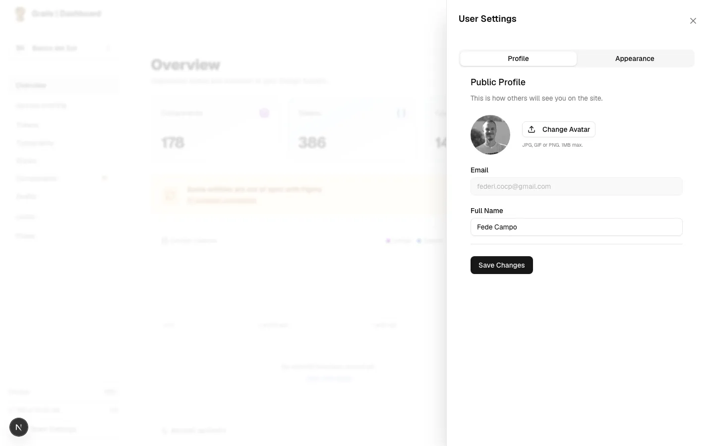User Settings - Profile