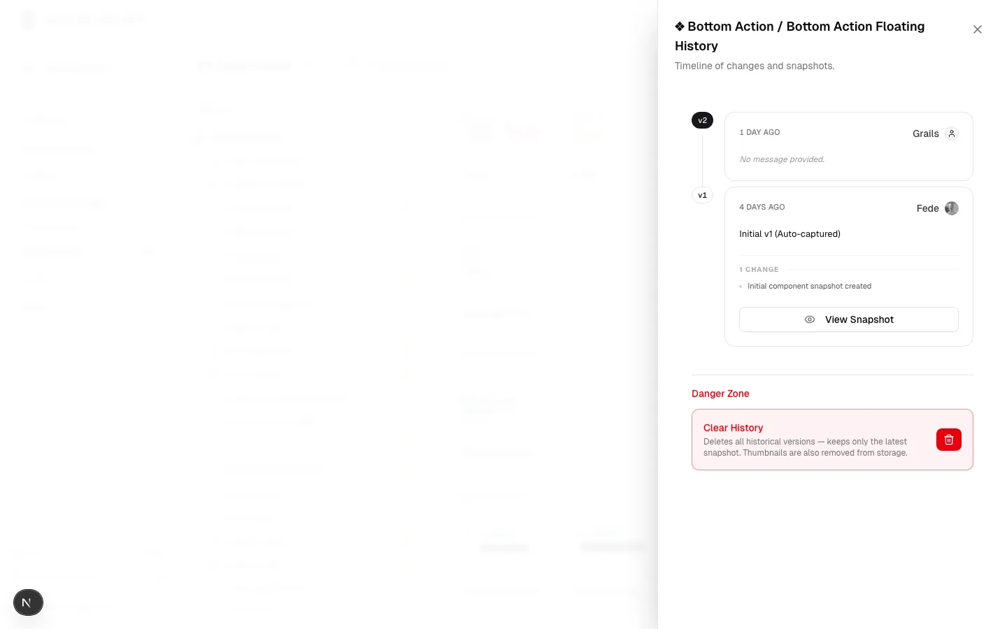 Version History Drawer